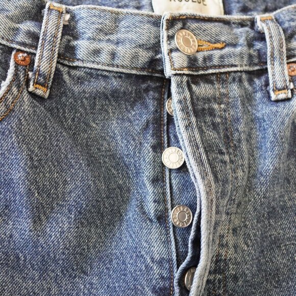 AGOLDE 27 High Rise Straight Leg Jeans Button Fly Vintage Wash Cuffed Hem - Picture 10 of 10